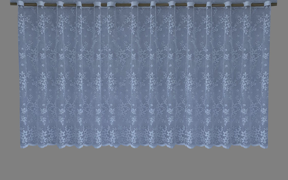 Valge, lillemuster pitskardina kangas (õrnalt sädelev): kõrgus-55cm - Image 3