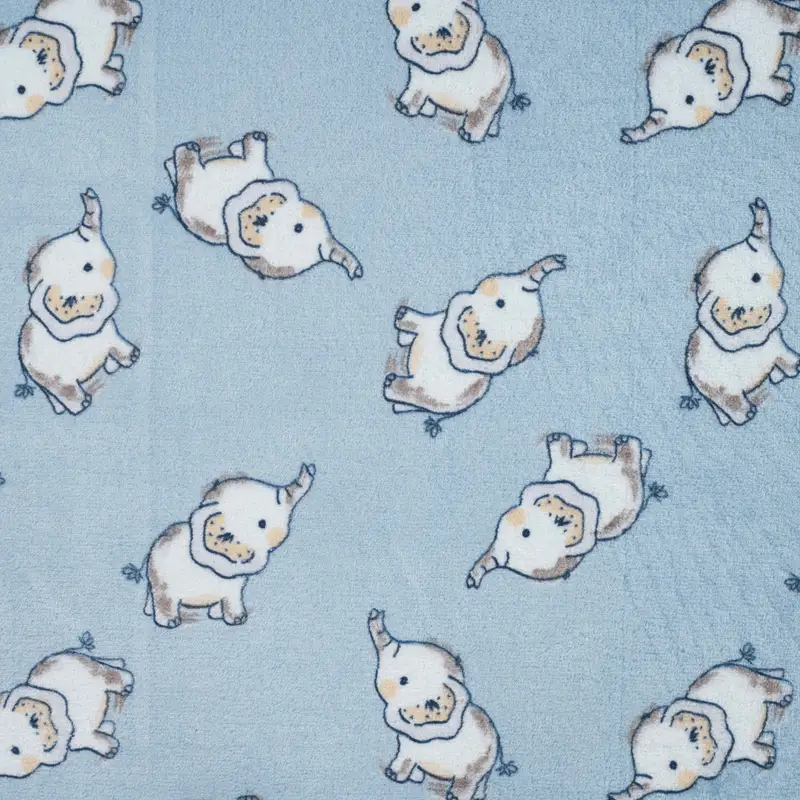 Pehme, sametine, kahepoolne kaisufliis: helesinisel elevandid