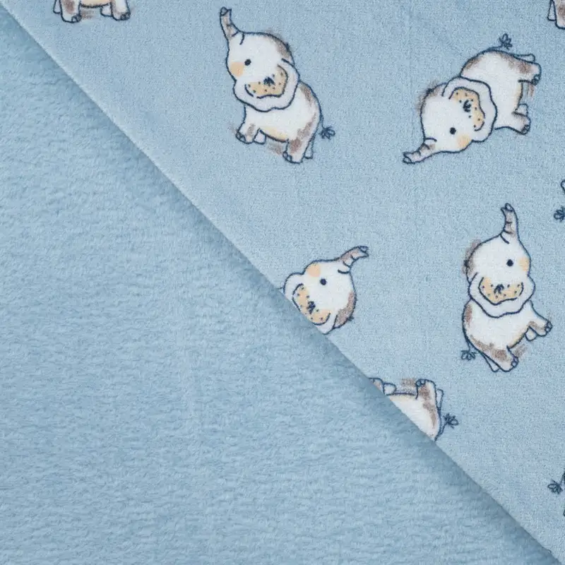 Pehme, sametine, kahepoolne kaisufliis: helesinisel elevandid - Image 2