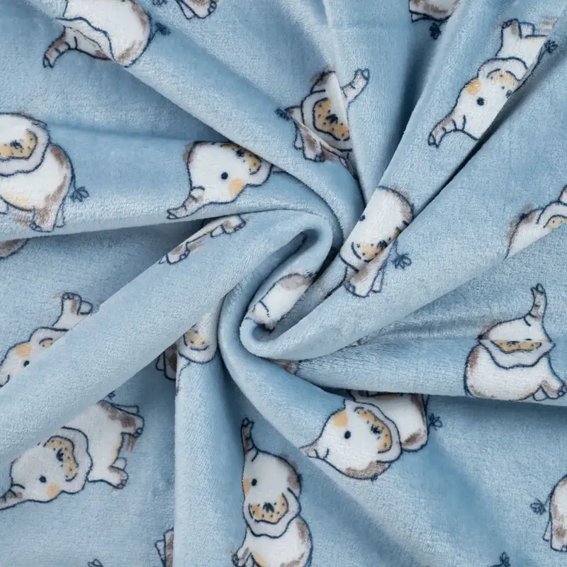 Pehme, sametine, kahepoolne kaisufliis: helesinisel elevandid - Image 3