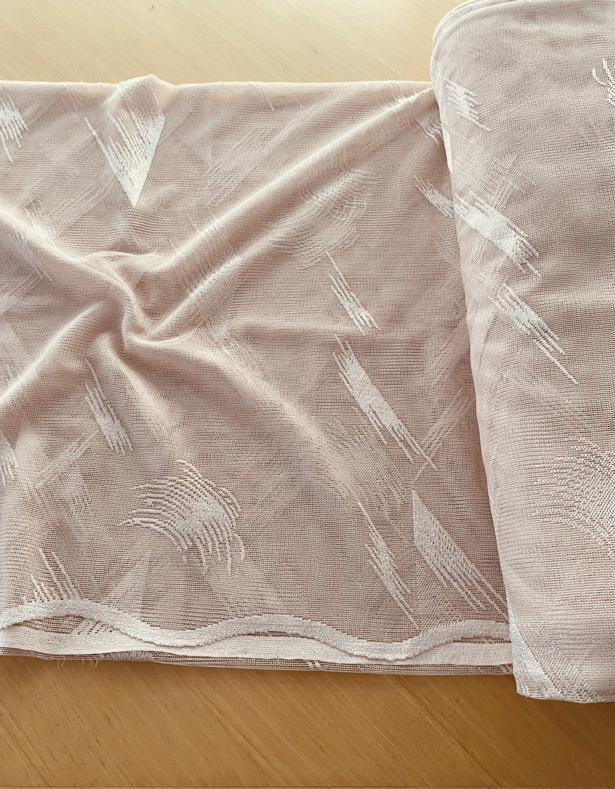 Pehme õhuke pitskardina kangas(õhuke tüll): õrn kahvatu-roosa/kõrgus: 240cm-280cm