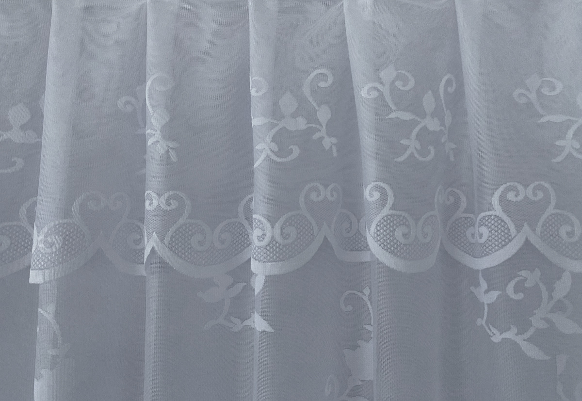 Valged väikse mustriga pitskardinad: kõrgus 175-205cm - Image 2